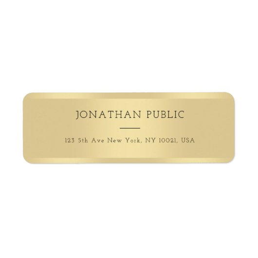 Trendy gouden Sjabloon Elegant Modern Minimalist Etiket (Voorkant)