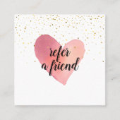 Trendy Gouden Spikkels Hart Aanbevelingskaartje (Voorkant)