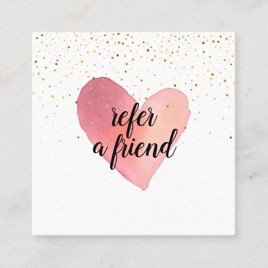 Trendy Gouden Spikkels Hart Aanbevelingskaartje (Voorkant)