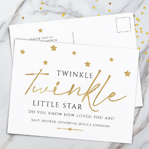 Trendy Gouden Sterren Twinkle Twinkle Baby Shower Uitnodiging Briefkaart
