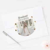 Trendy Gouden Stippen & Strepen Modern Graduation  Ronde Sticker (Envelop)