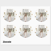 Trendy Gouden Stippen & Strepen Modern Graduation  Ronde Sticker (Vel)