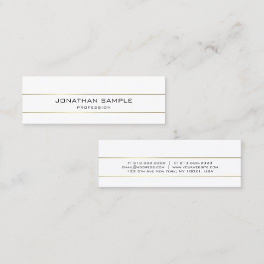 Trendy gouden strepen minimalistisch design chique mini visitekaartje (Voorkant / Achterkant)