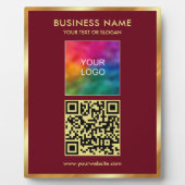 Trendy Gouden Tekst QR Code Upload Logo Sjabloon Fotoplaat (Voorkant)