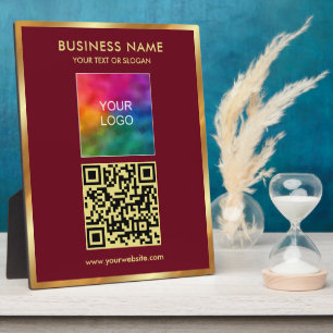 Trendy Gouden Tekst QR Code Upload Logo Sjabloon Fotoplaat