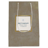 Trendy gouden textuur Logo Medium Cadeauzakje (Achterkant)