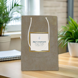 Trendy gouden textuur Logo Medium Cadeauzakje