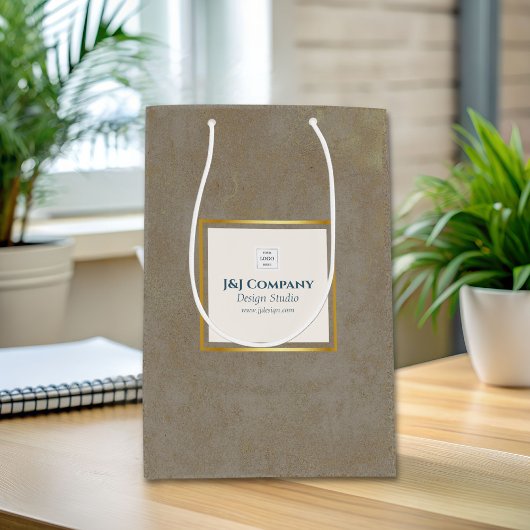 Trendy gouden textuur Logo Medium Cadeauzakje