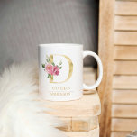 Trendy Gouden Waterverf Bloemenletter D | Monogram Koffiemok<br><div class="desc">Trendy Gouden Waterverf Bloemenletter D | Monogram</div>