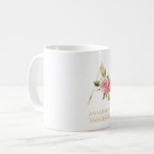 Trendy gouden Waterverf bloemletter A | Monogram Koffiemok (Voorkant links)