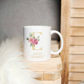Trendy gouden Waterverf bloemletter E | Monogram Koffiemok