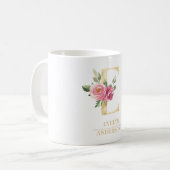 Trendy gouden Waterverf bloemletter E | Monogram Koffiemok (Voorkant links)