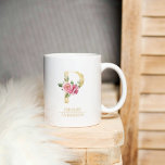 Trendy gouden Waterverf bloemletter P | Monogram Koffiemok<br><div class="desc">Trendy gouden Waterverf bloemletter P | Monogram</div>