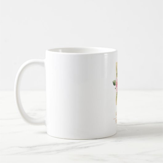 Trendy gouden Waterverf bloemletter R | Monogram Koffiemok (Links)