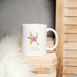 Trendy gouden Waterverf bloemletter R | Monogram Koffiemok<br><div class="desc">Trendy gouden Waterverf bloemletter R | Monogram</div>