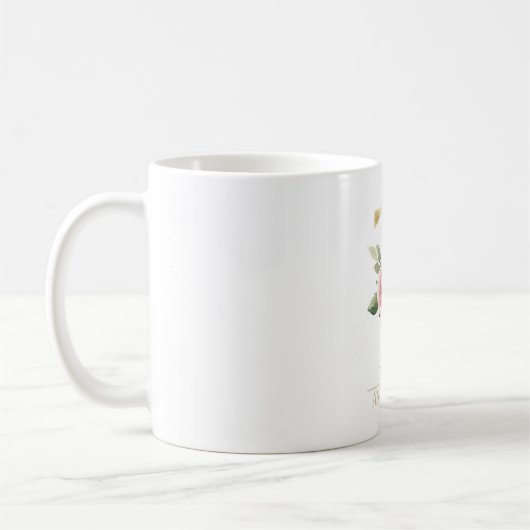 Trendy gouden Waterverf bloemletter T | Monogram Koffiemok (Links)