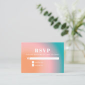 Trendy  Gradient Blauwgroen Coral RSVP Informatiekaartje (Staand voorkant)