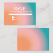 Trendy  Gradient Blauwgroen Coral RSVP Informatiekaartje (Voorkant / Achterkant)