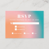 Trendy  gradiënt Blauwgroen koraalmeel RSVP Informatiekaartje (Voorkant)