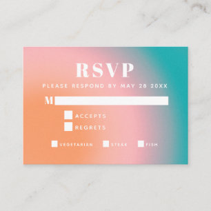 Trendy  gradiënt Blauwgroen koraalmeel RSVP Informatiekaartje