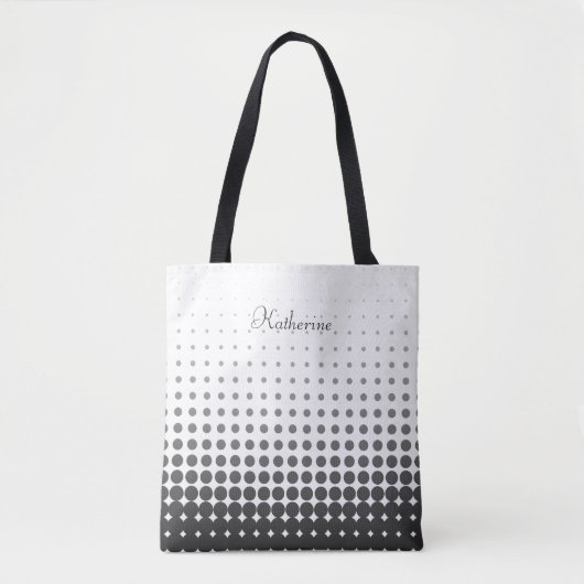 Trendy Gradient Polka Dots Aangepaste naam Tote Bag (Voorkant)