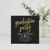 Trendy Graduation Party Invitation Faux Gold Kaart (Staand voorkant)