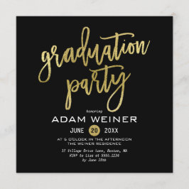 Trendy Graduation Party Invitation Faux Gold Kaart