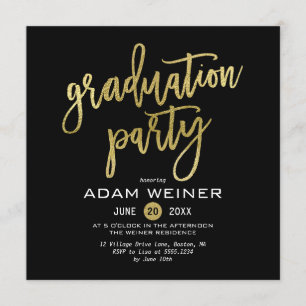 Trendy Graduation Party Invitation Faux Gold Kaart