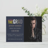 Trendy Graduation Party Invitation foto Kaart (Staand voorkant)
