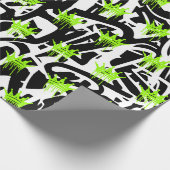 Trendy Graffiti Crown Patroon Groen Zwart Cadeaupapier (Hoek)