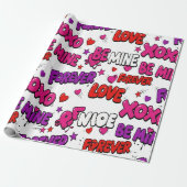 Trendy graffiti-strip-comic "Be Mine" typografie Cadeaupapier (Uitgerold)