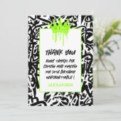 Trendy Graffiti Urban Crown Green Zwart Bedankkaart (Staand voorkant)