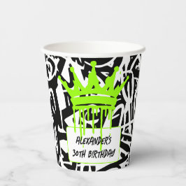 Trendy Graffiti Urban Crown Green Zwart Papieren Bekers