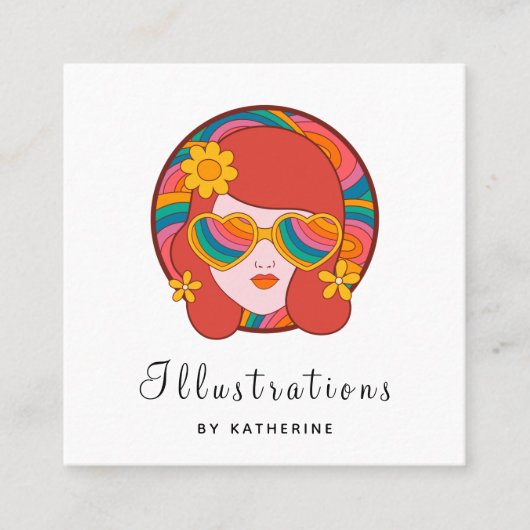 Trendy Graphic Designer Illustrator Sociale media Vierkante Visitekaartje (Voorkant)