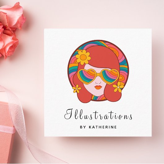 Trendy Graphic Designer Illustrator Sociale media Vierkante Visitekaartje