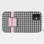 Trendy Graphic Houndstooth met Custom Monogram Case-Mate iPhone Case (Achterkant (horizontaal))