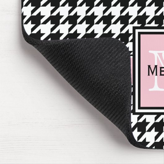 Trendy Graphic Houndstooth met Custom Monogram Muismat (Hoek)