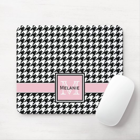 Trendy Graphic Houndstooth met Custom Monogram Muismat (Met muis)