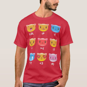 Trendy Graphic Kitten Emotion Emojis T-shirt