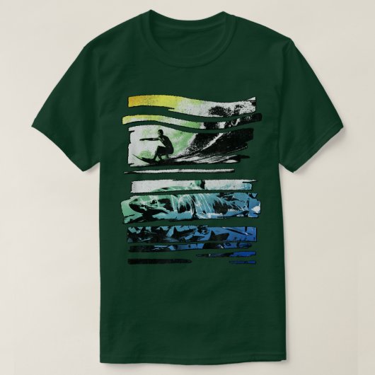 Trendy Graphic Surf Shark Shredded Panels T-shirt (Design voorkant)