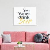 Trendy, grappig, stadsontwerp Save Water Drink Bee Canvas Afdruk (Insitu (Woonkamer))