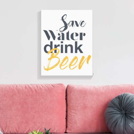 Trendy, grappig, stadsontwerp Save Water Drink Bee Canvas Afdruk (Insitu (Woonkamer))