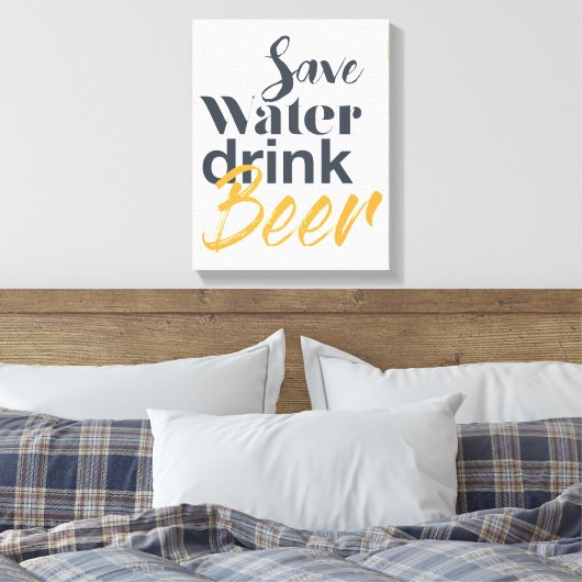 Trendy, grappig, stadsontwerp Save Water Drink Bee Canvas Afdruk (Insitu (Slaapkamer))