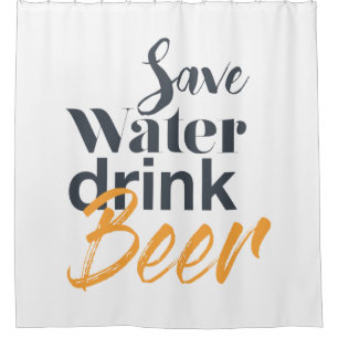 Trendy, grappig, stadsontwerp Save Water Drink Bee Douchegordijn