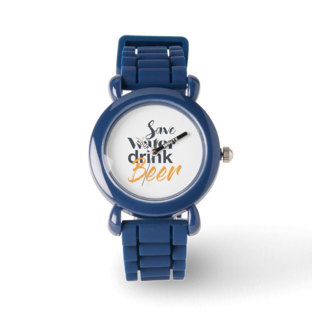 Trendy, grappig, stadsontwerp Save Water Drink Bee Horloge (Voorkant)