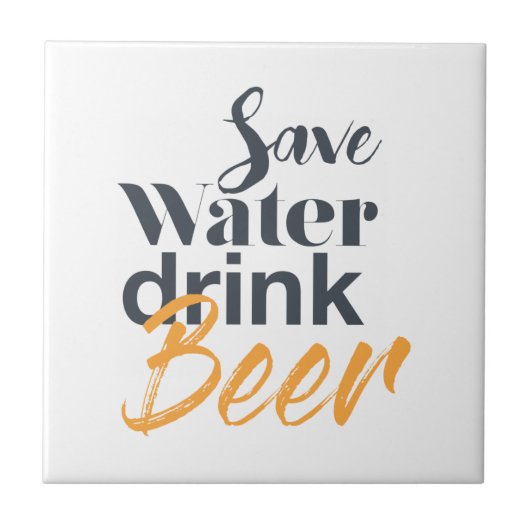 Trendy, grappig, stadsontwerp Save Water Drink Bee Tegeltje (Voorkant)
