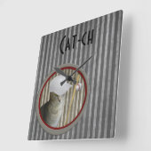 Trendy grappige honkbal kat-ch vierkante klok (Hoek)
