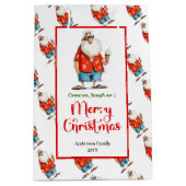 Trendy grappige Kerstman waterverf Kerstmis Medium Cadeauzakje (Voorkant)