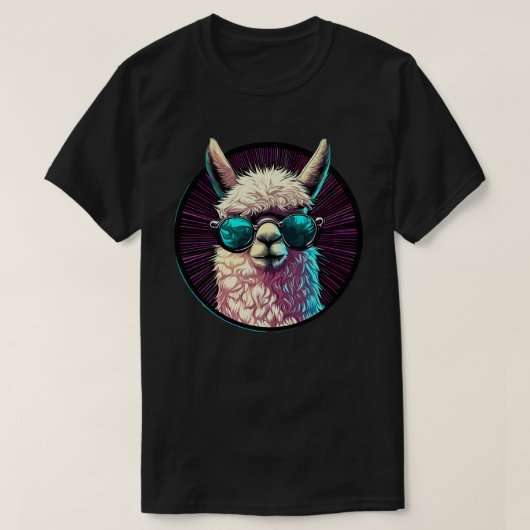 Trendy grappige Llama in zonnebril T-shirt (Design voorkant)