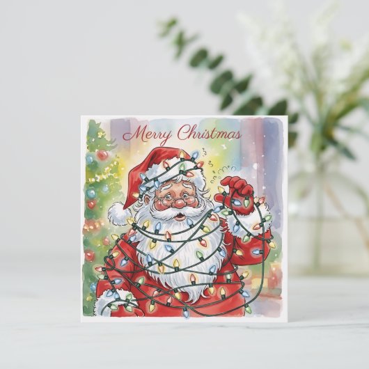 Trendy Grappige Moderne Eenvoudige Lieve Kerstman  Kaart (Staand voorkant)